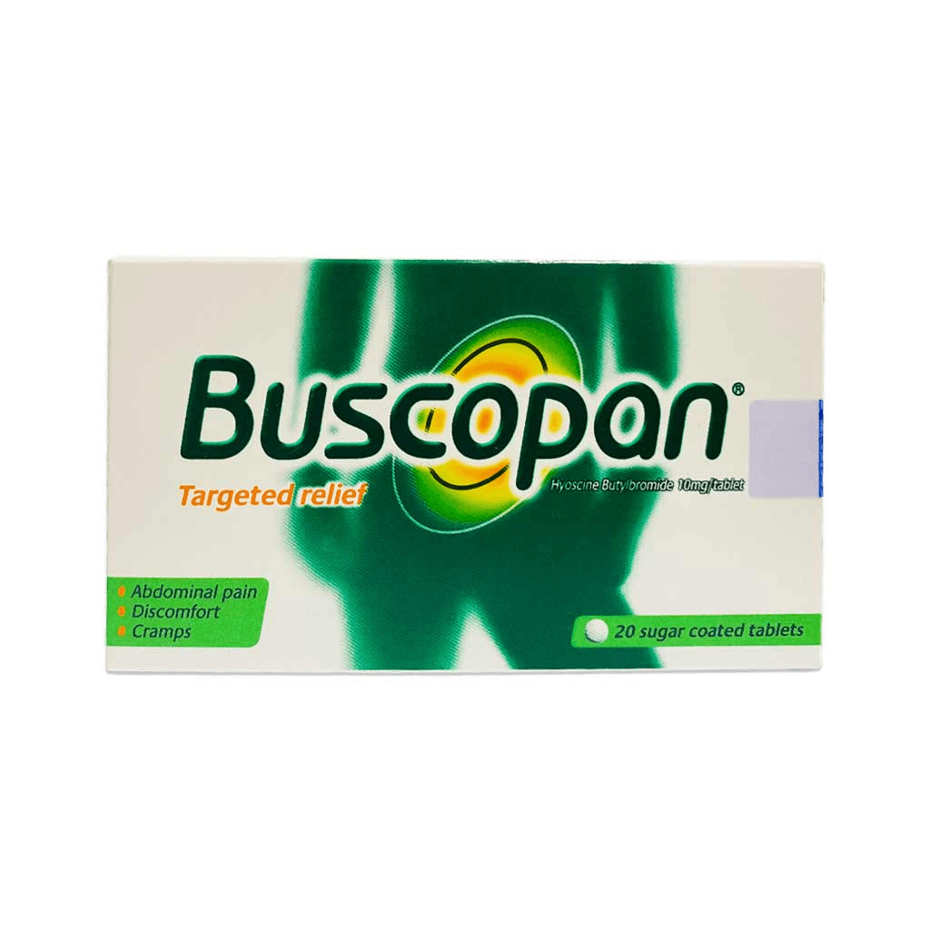 Buscopan 10mg for abdominal pain 20 tablets