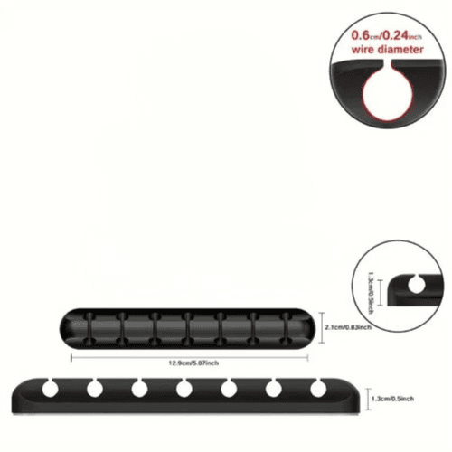 UMUST - 7 Slots Silicone Cable Holder Clips Organize (Black)