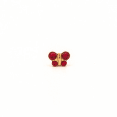 Studex Sensitive Fashion Butterfly Jul Ruby S2007stx Gold Plated Earrings