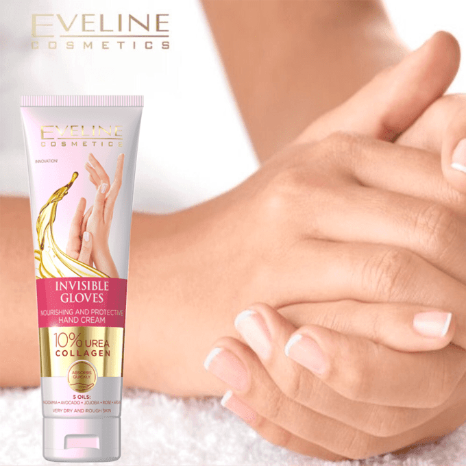 Eveline Invisible gloves nourishing and protective hand cream 10% urea with collagen for rough and dry skin 100ml  