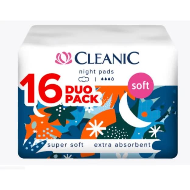 CLEANIC SUPER SOFT NIGHT SANITARY PADS ( DUO PACK ) 16 PCS