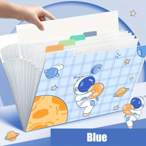 1pc A4 Organizer Folder With 8 Pockets (Light Blue)