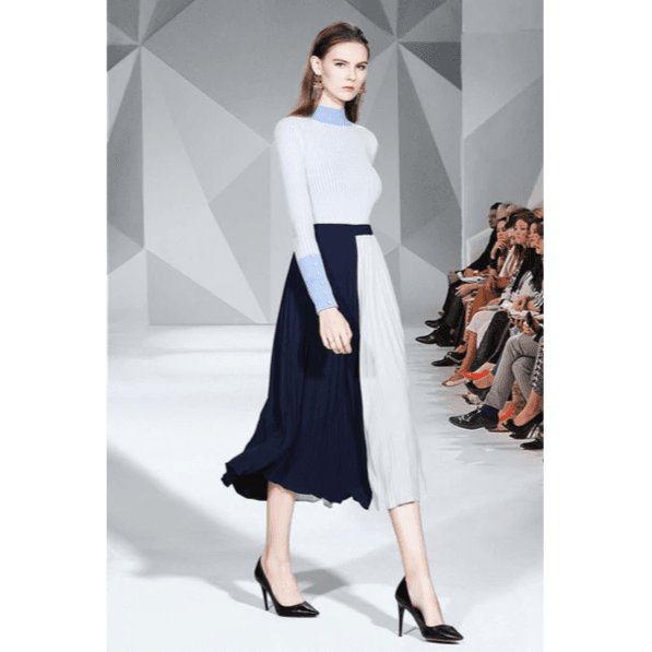 Women’s Casual Autumn Winter Turtleneck Stripe Belt Top And Skirt Dresses CD316