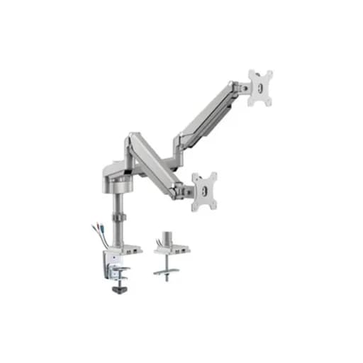 GadgetsON GGO-2076 Pole-mounted Aluminum Dual Monitor Arm-17″ – 32″-9 Kg, Silver