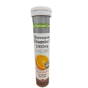 Naturecare Effervescent Vitamin C 1000mg + Zinc 15mg orange flavour 20 rapid dissolve tablets