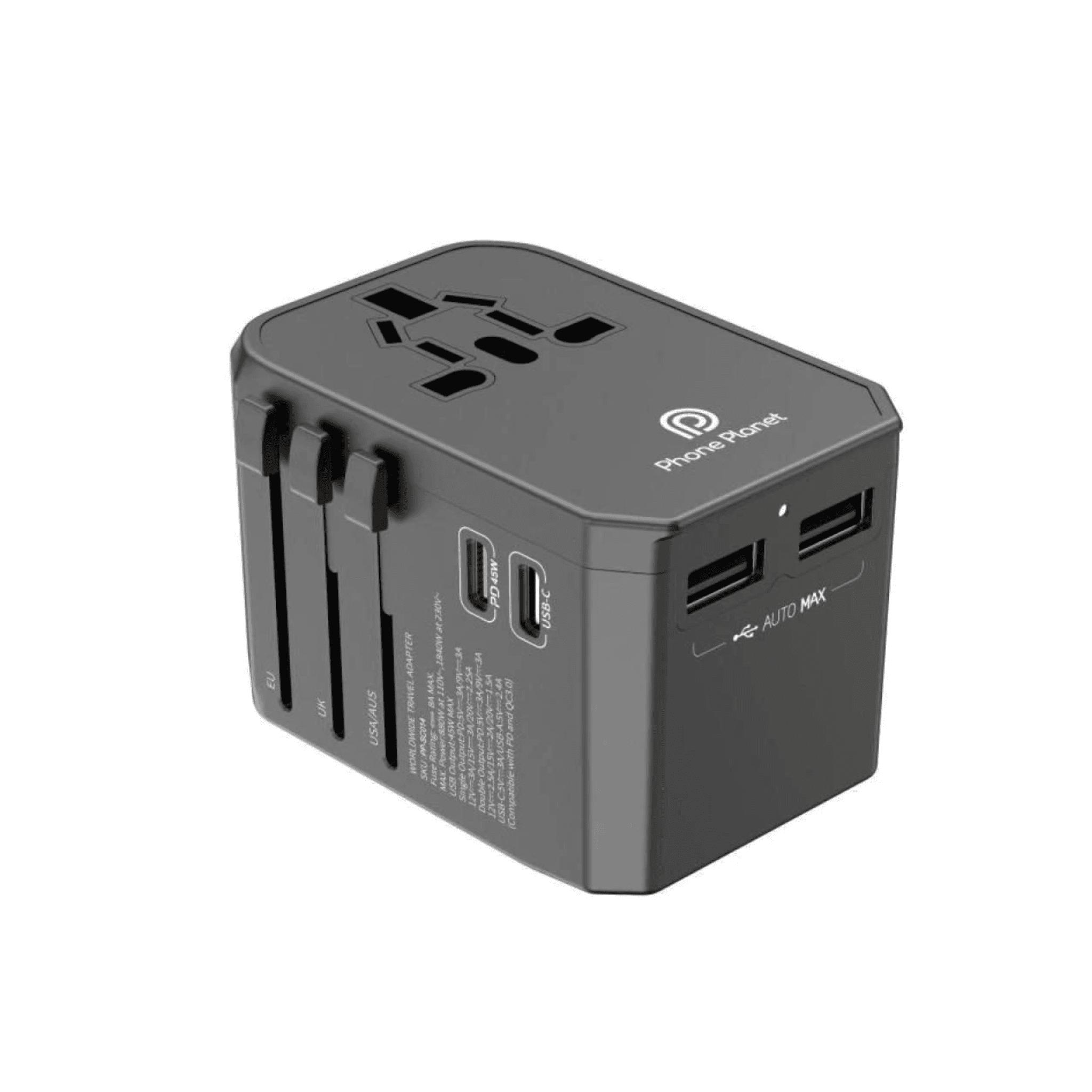 Travel Adapter 45w With 2 USB C And 2 USB 3.0 A / 1840W