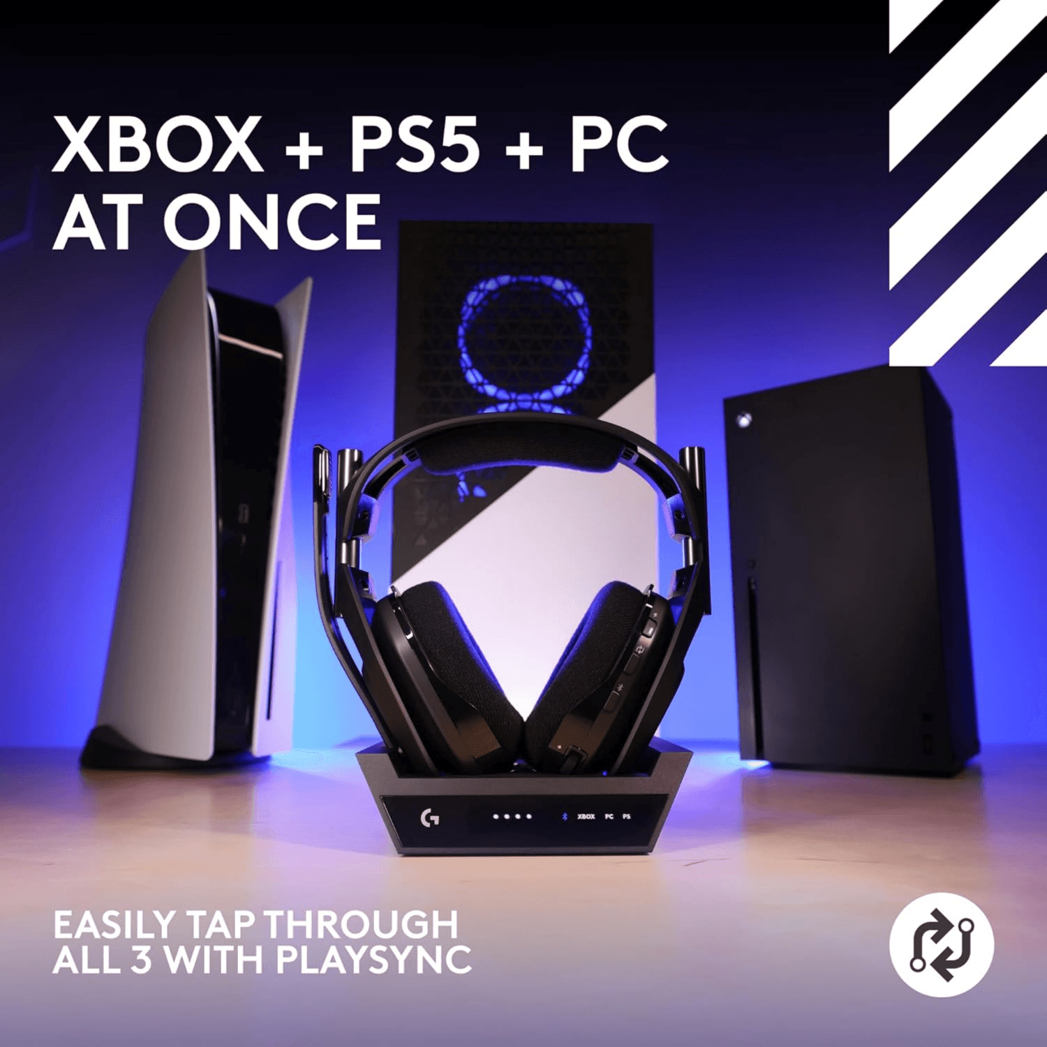 Logitech G Astro A50 X Wireless Gaming Headset + Base Station PS5, Xbox, PC: PLAYSYNC Video & Audio-Black