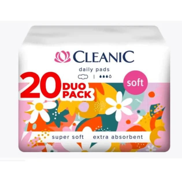 CLEANIC DAY DAILY SANITARY PADS SOFT ( DUO PACK ) 20 PCS