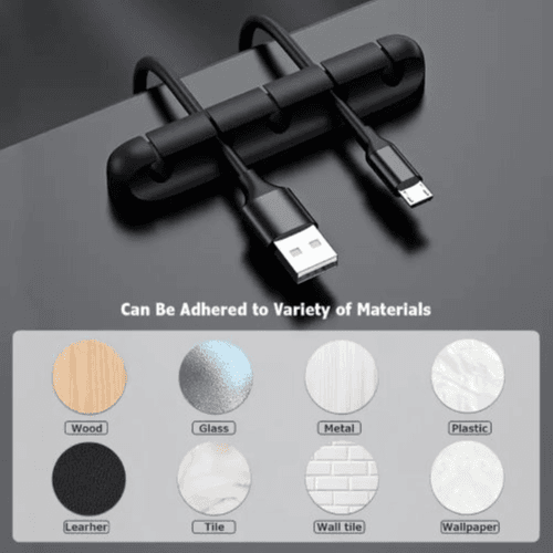 UMUST - 7 Slots Silicone Cable Holder Clips Organize (Black)