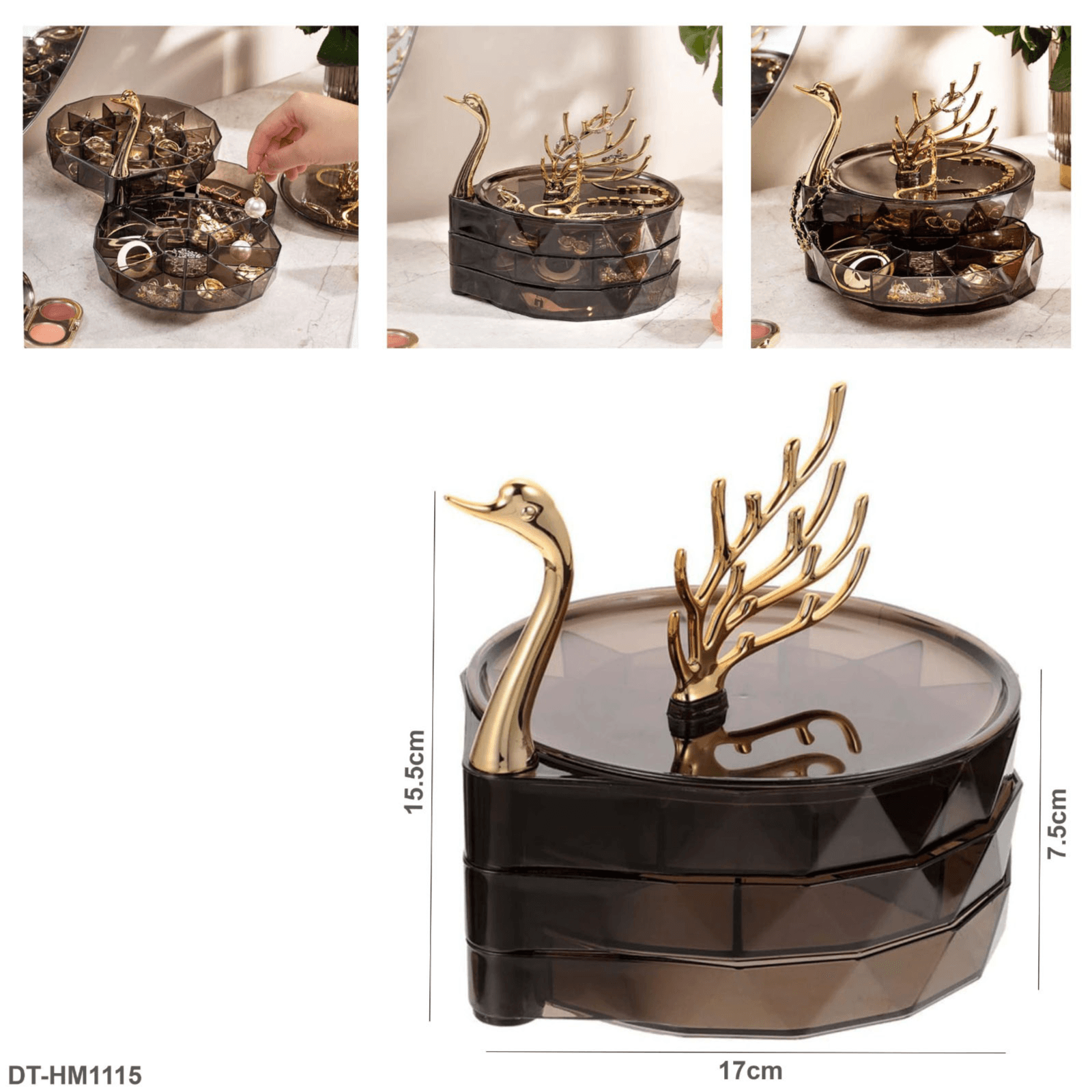3 Layer Rotation  Jewelry Box"DT-HM1115"