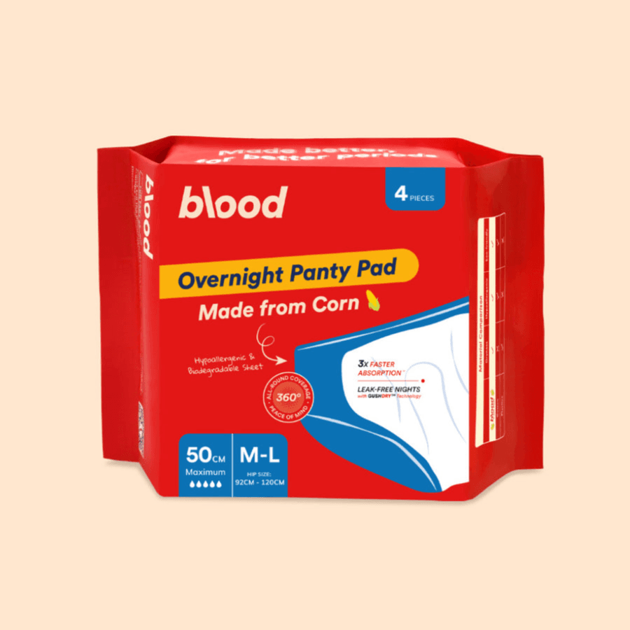 Nighty Panty with Pad Medium - Large - Made from Corn, High Absorption, Hyppoallergenic, Can be used post Maternity, From Blood Singapore (4pcs/Pack)