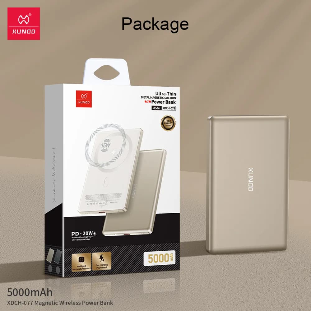 Magnetic Wireless Power Bank 5000mAh XDCH-077 Gold