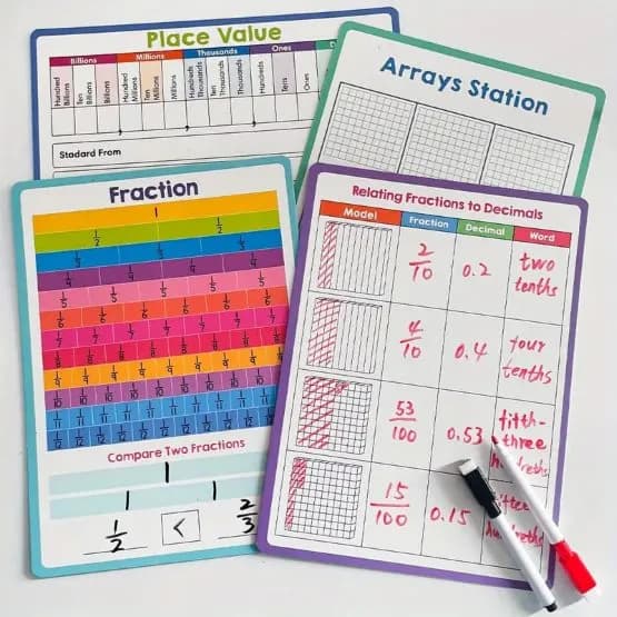 4pcs Double Side Value Math Practice White Board