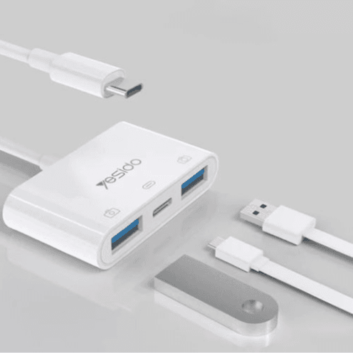 YESIDO - OTG ADAPTER TYPE-C TO USB2.0 & PD QUICK CHARGE (GS17) (White)
