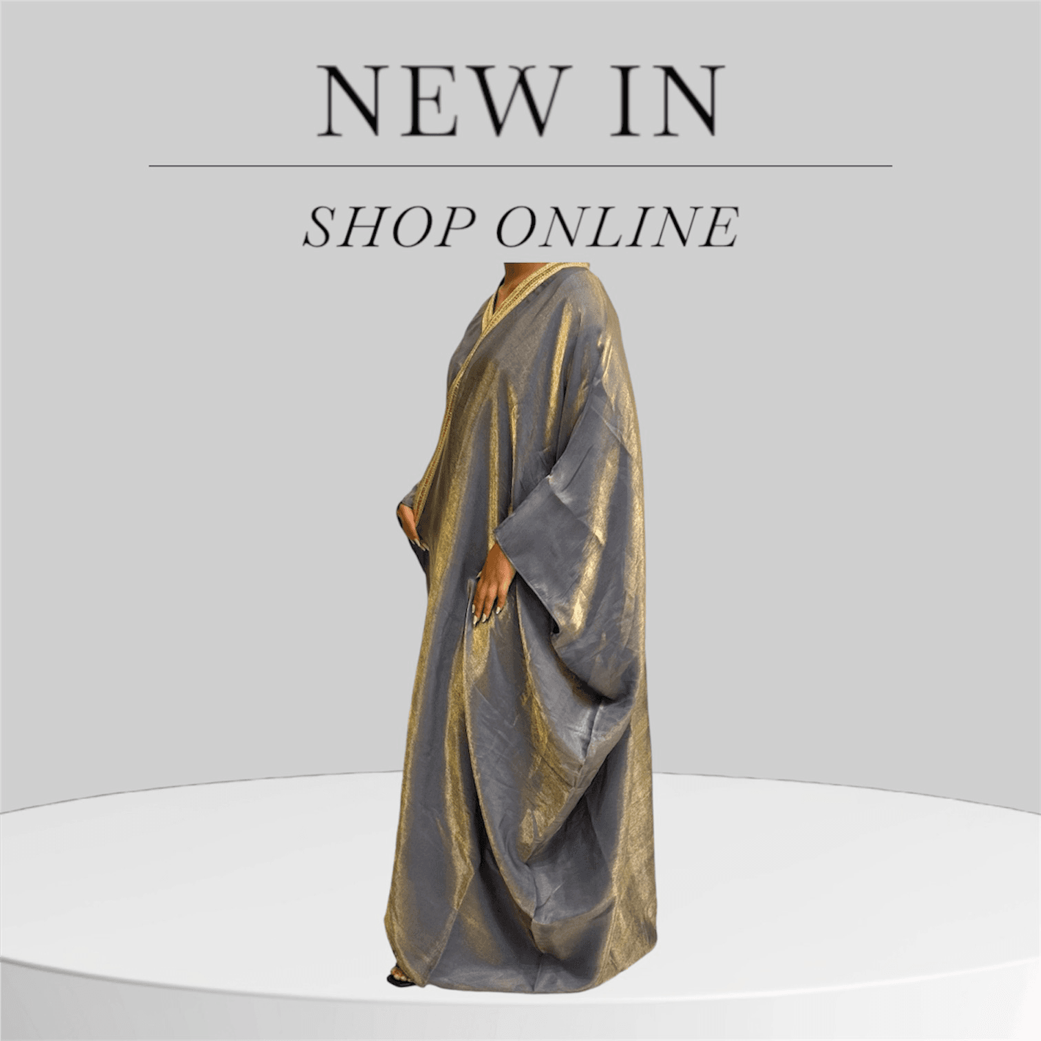 Bluish gray glossy Abaya