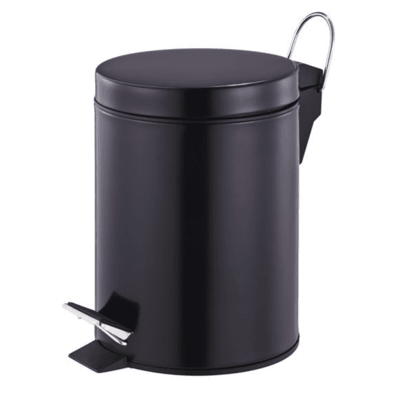 13-1438 /5Ltr S/Steel Pedal Bin Black Finish / Dia 20.5*27.5 Cm