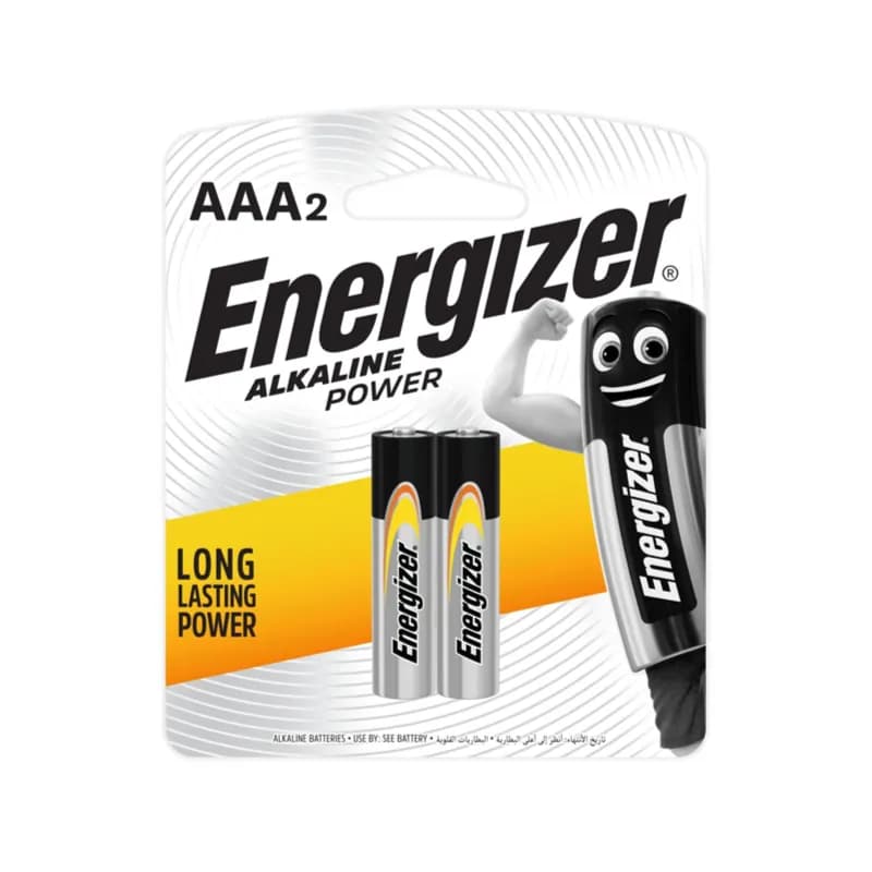 ENERGIZER- POWER AAA2 -ALKALINE BATTERIES PACK OF 2 ,1.5V