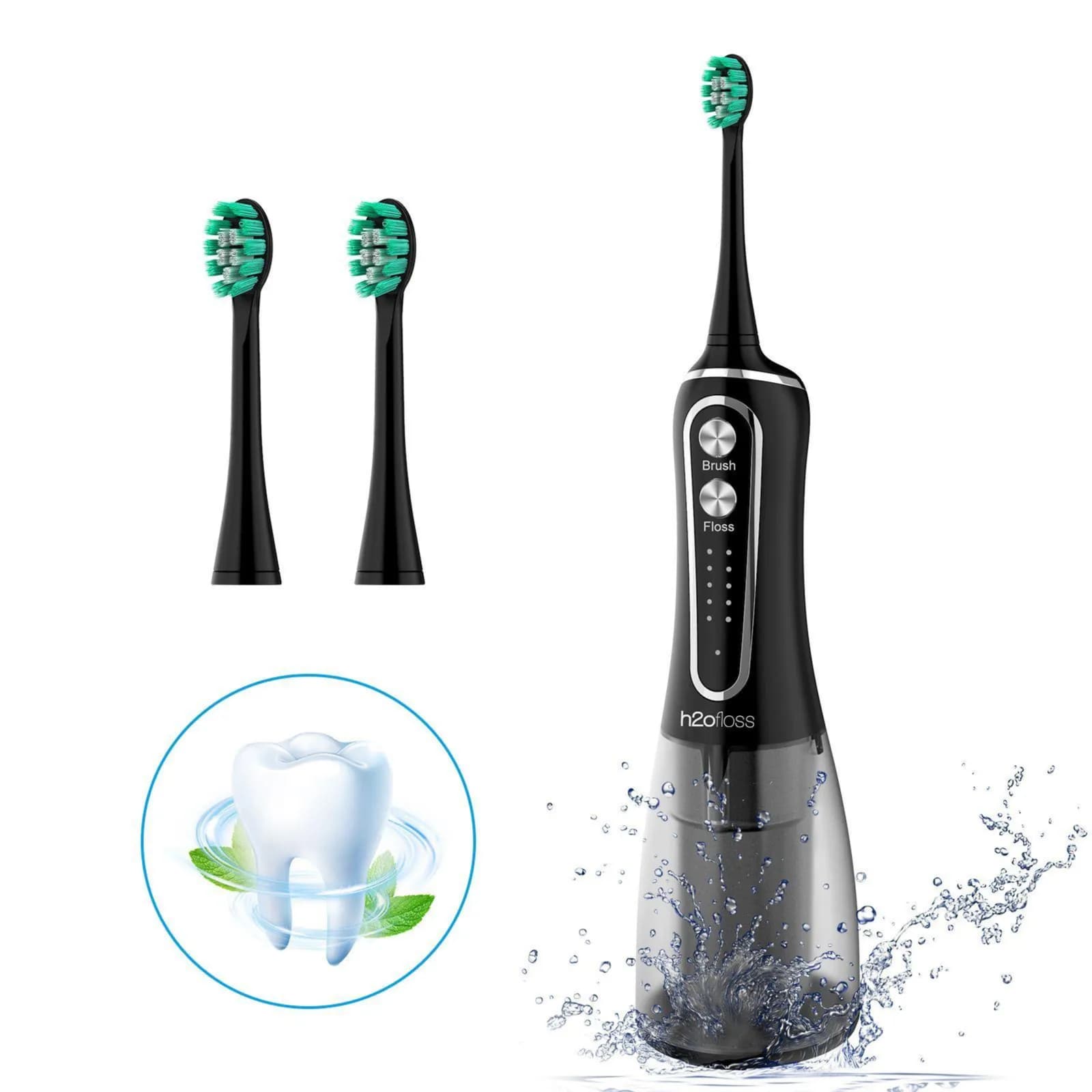 H2ofloss Electric Toothbrush Water Flosser 2 in 1 (HF-S01) -Black