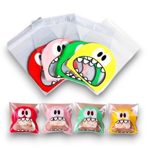 50pcs Cute Cartoon Monster Self-Sealing Bags For Snacks