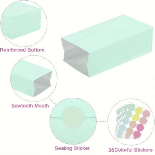 30pcs Pastel Gift Bags With Stickers Size: 12.95X7.87X23.88cm