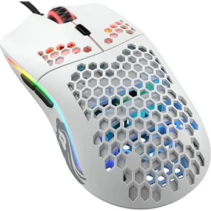 Glorious Model O- (Minus) Compact Wired Gaming Mouse - 58g Superlight Honeycomb Design, RGB, Pixart 3360 Sensor, Ambidextrous, Omron Switches - Matte White