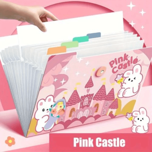 1pc A4 Organizer Folder With 8 Pockets (Pink)