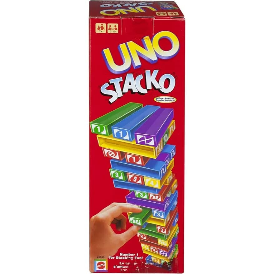 Mattel Games UNO StackoGame for Kids and Family with 45 Colored Stacking Blocks, Loading Tray and Instructions, Makes a Great Gift