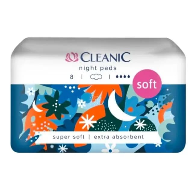 CLEANIC SUPER SOFT NIGHT SANITARY PADS 8 PCS