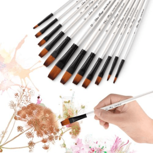 6 Pcs Premium Synthetic Nylon Paint Brushes Set (Angular)