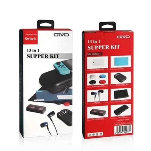 OIVO IV-SWT01 13-In-1 Super Kit for Nintendo Switch with Carry Bag Earphone Silicone Case Etc