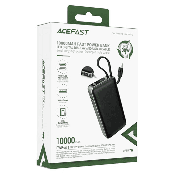بنك الطاقة مع كابل من النوع سي PD30W 10000mAh - أسيفاست M7