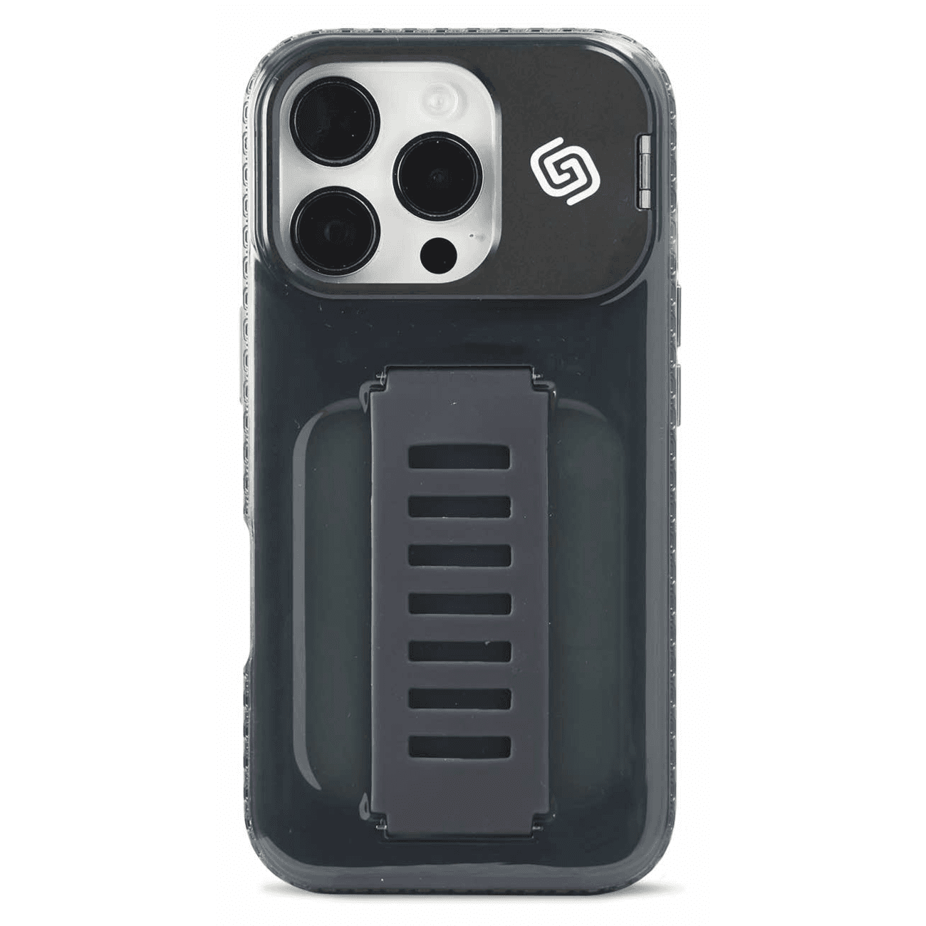 كفر Grip2u لايفون 16 برو ماكس / مع مسكة و ستاند مدمج / ضد الطيحات / لون Smoky