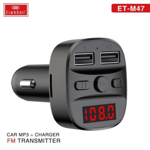 إيرلدوم سيارة MP3 باللون الأسود + شاحن وجهاز إرسال FM M47 2.4A