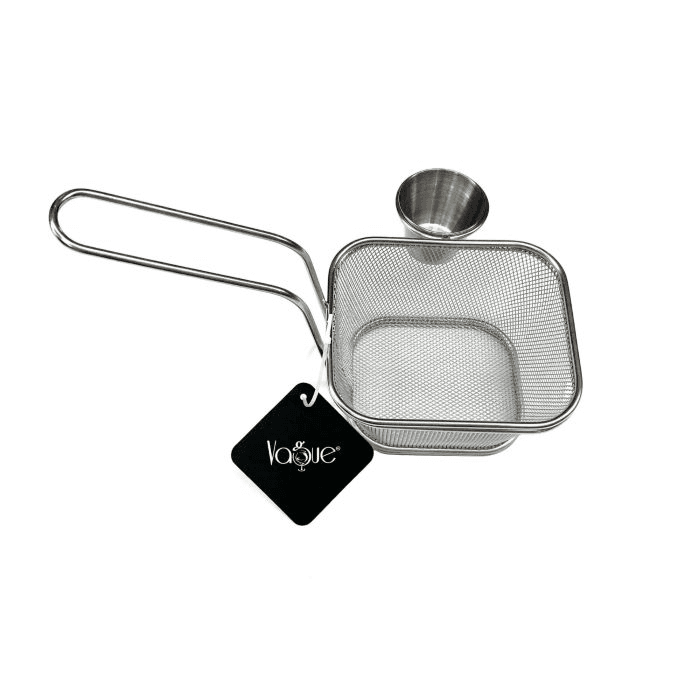 Stainless Steel Fry basket w/ Sauce Dish 10.5 x 9 x 6.3 cm -13-R580