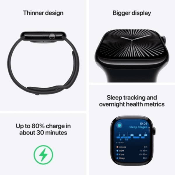 Watch S10 GPS 46mm Jet Black Aluminium with Black Sport Band – S/M