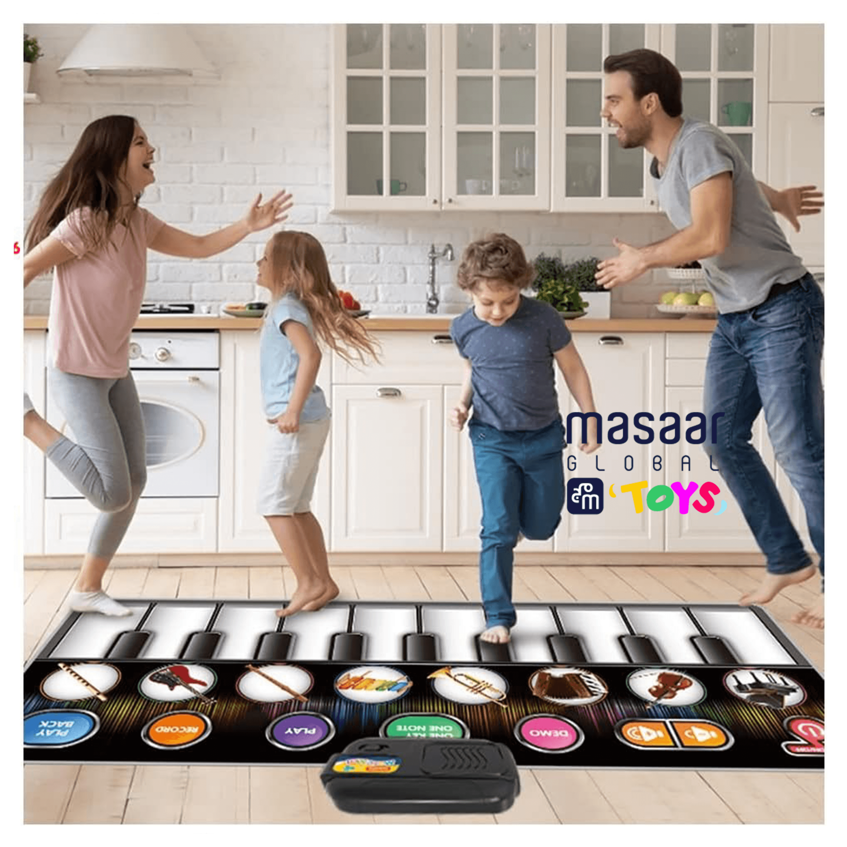 757-04C Floor Piano Mat For Kids Ages 5 To 9,Dancing Piano Mat For Kids,Floor Mat Piano Step Mat For Boys & Girls-Includes 10 Musical Keys,8 Musical Instruments - 58” X 23.5” Musical Mat