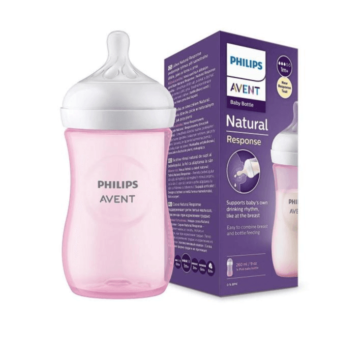 Avent Plastic Baby Bottle natural response 1m+ pink color ref-SCY903/11 260ml