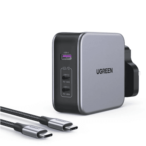 Ugreen USB-A+2*USB-C 140W GaN Tech Fast Charger with C to C