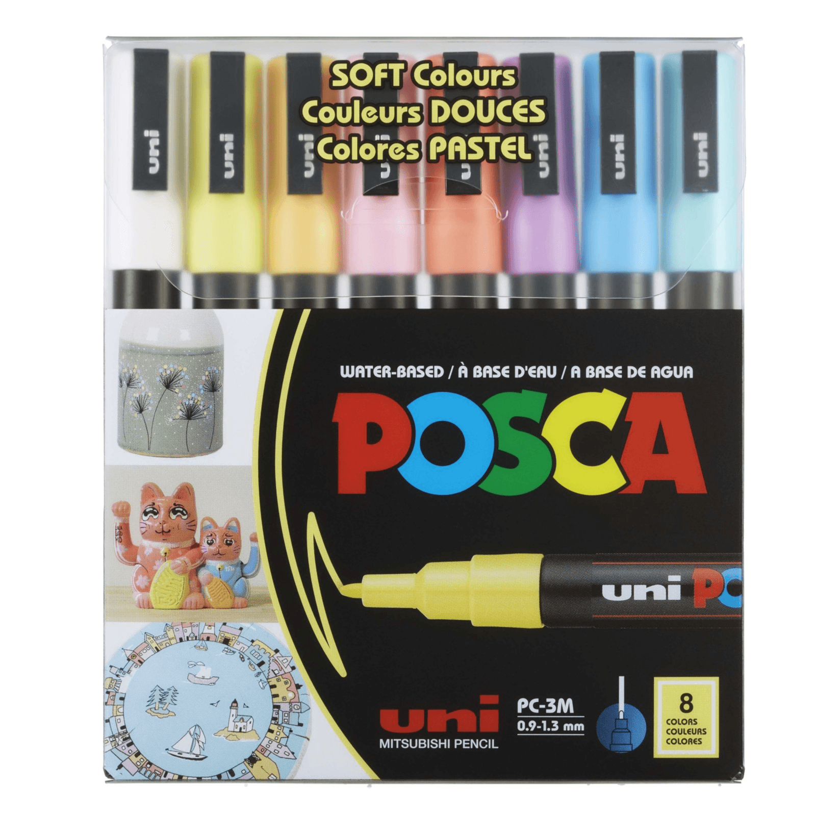 Posca Paint Marker Set PC-3M 8 Fine Soft Colors
