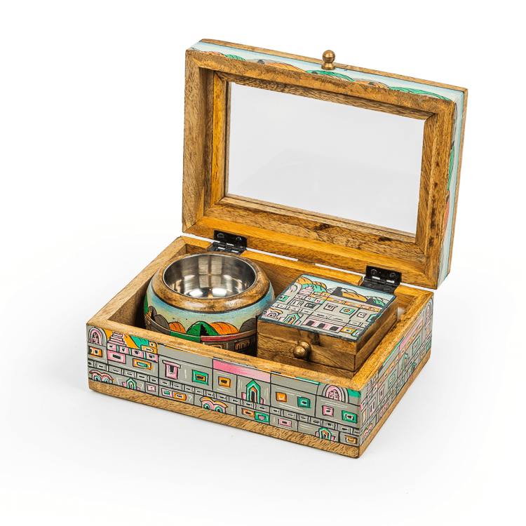 Hand-Drawn Incense Burner box blue