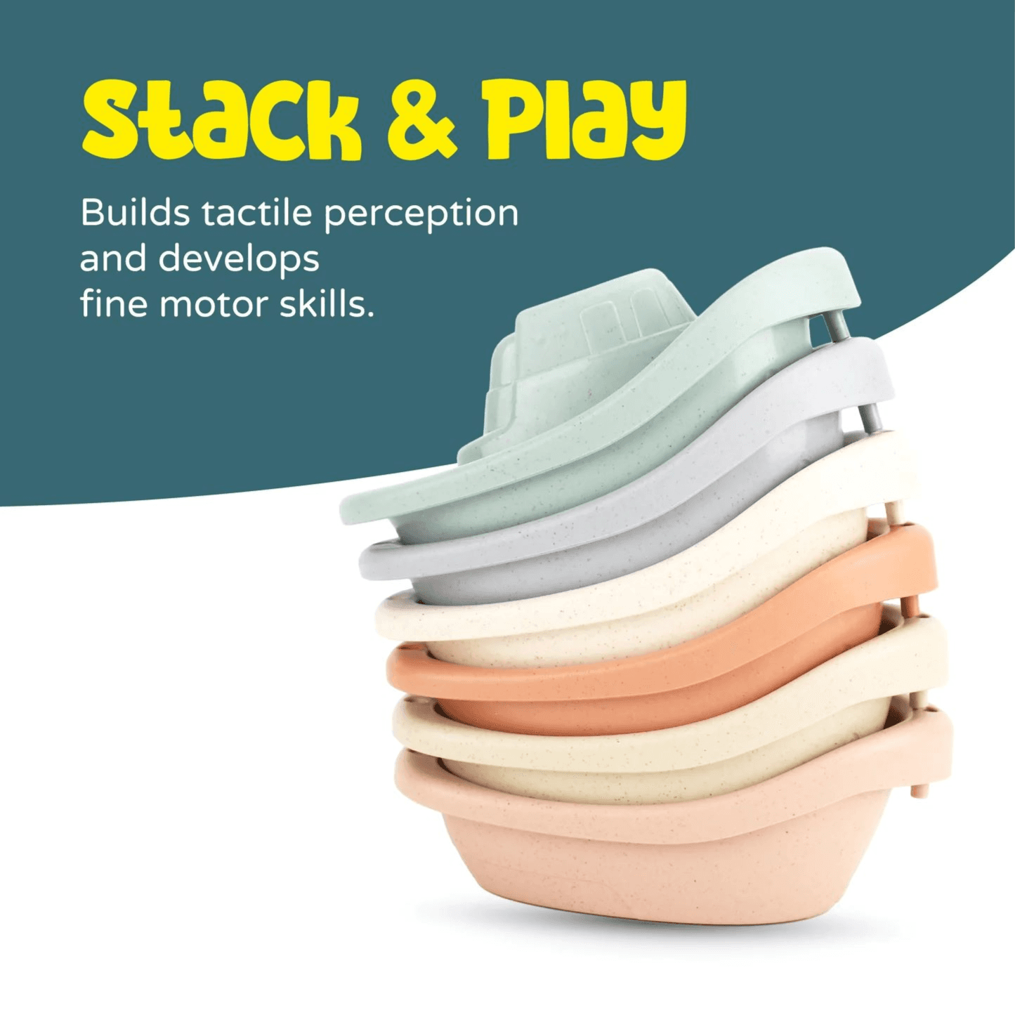 Moon Stacking Boat Toys – 6-Pcs - Multicolour