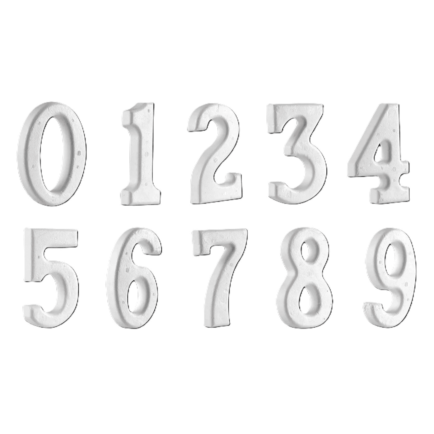 Foam Number Pack 0 Through 9 White 3.5 inches 