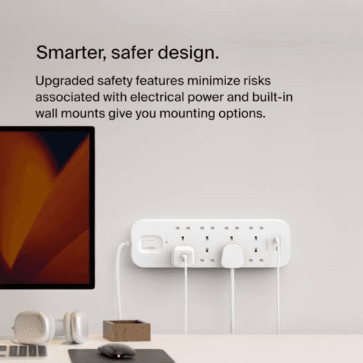 Belkin power Extension 8 Socket with 1 USB-C & 1 USB-A charging Ports 18W 2 mtr - NB 0009