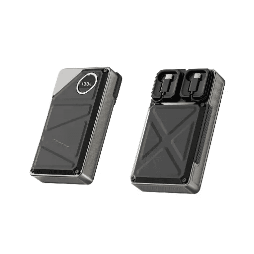 Porodo 20000mAh Power Bank Digital Display with Type-C & Lightning Cable, 22.5W Power Delivery, Simultaneous Charging - Black