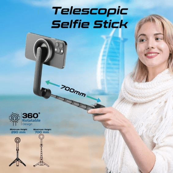 MAGSTICK MagSafe Compatible Foldable Selfie Stick with BT Remote Control
