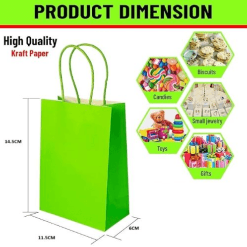 50 Pcs Paper Gift Bags Decorated with Golden Stars 11.5 x 6 x 14.5cm