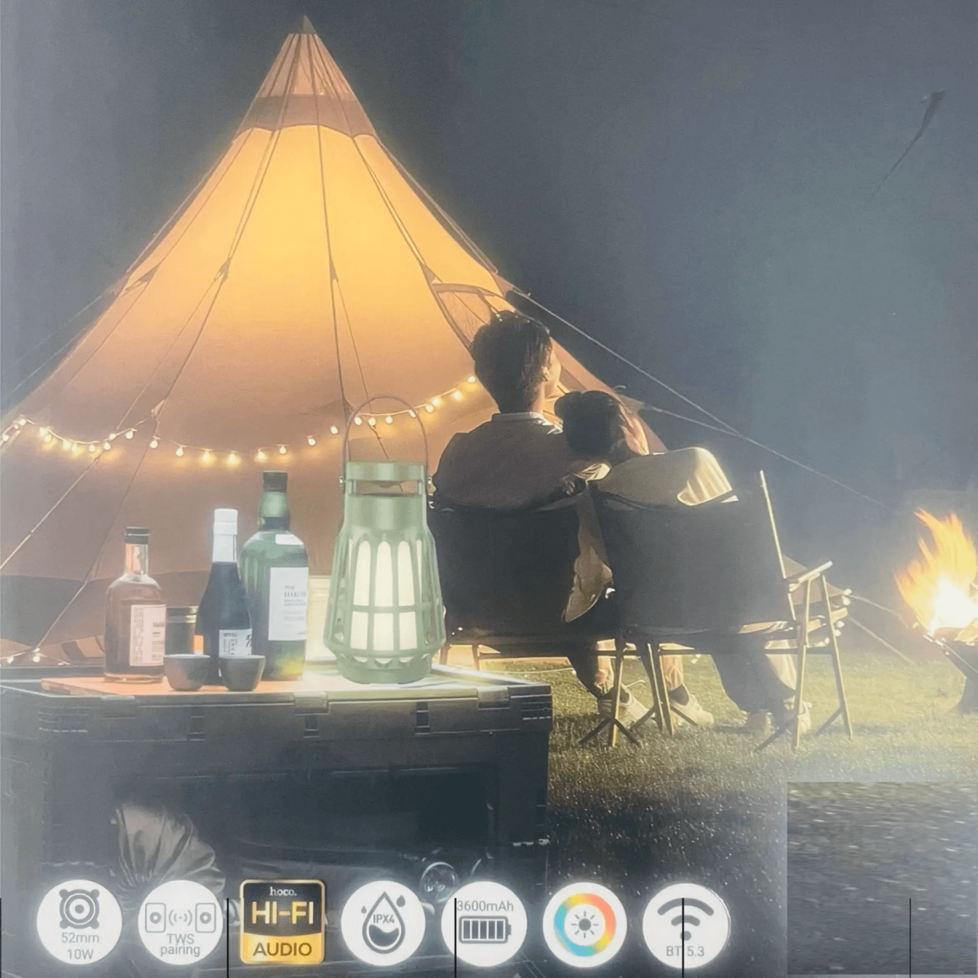 Bluetooth Speaker with Camping Lamp Wireless 2 in 1 - Hoco BS61