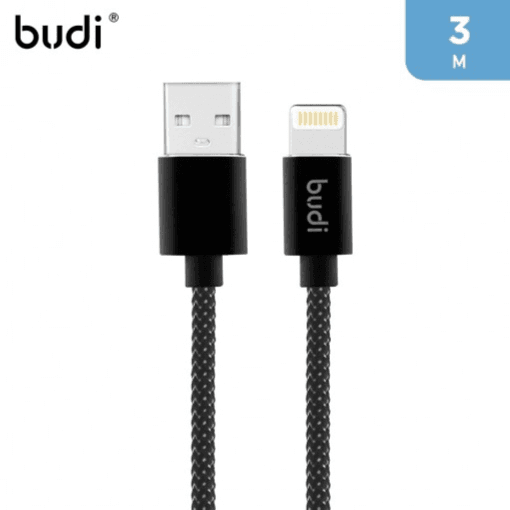 Budi USB A To Lightning Charge And  Data Cable 3 mtr - Black
