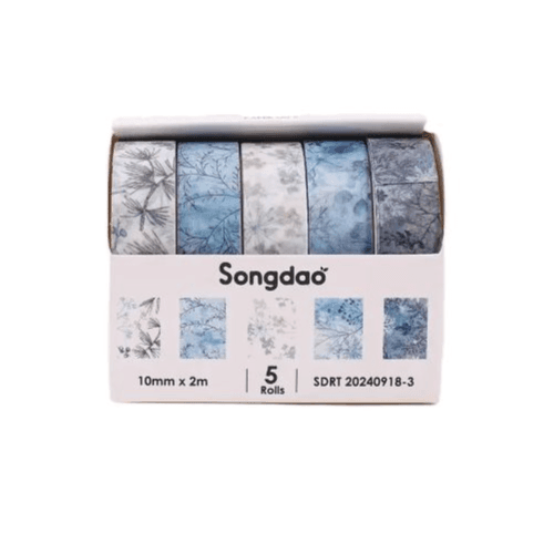 5Pcs Winter Landscape Washi Tape Set - Plant Print For Crafts (0918-3	)