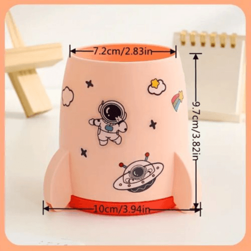 DIY Cartoon Rocket Pen Holder (Blue)